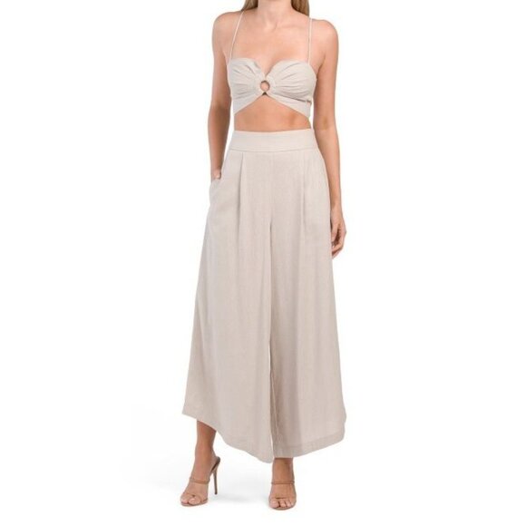 7 FOR ALL MANKIND Beige Linen Blend Cropped Tank Top, Size S - Picture 1 of 10